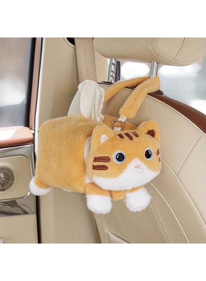 Three Flower Cat Car Tissue Box Hanging Dashboard Holder Cute Cartoon Design Easy Installation No Tools - Image 1